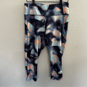 Adidas Black and Blue Patterned Leggings